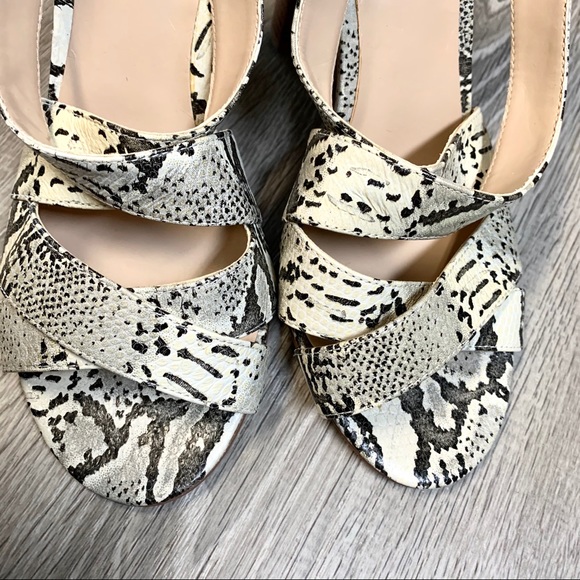 Colin Stuart Leather Snake Print Strappy Sandals - Picture 6 of 7